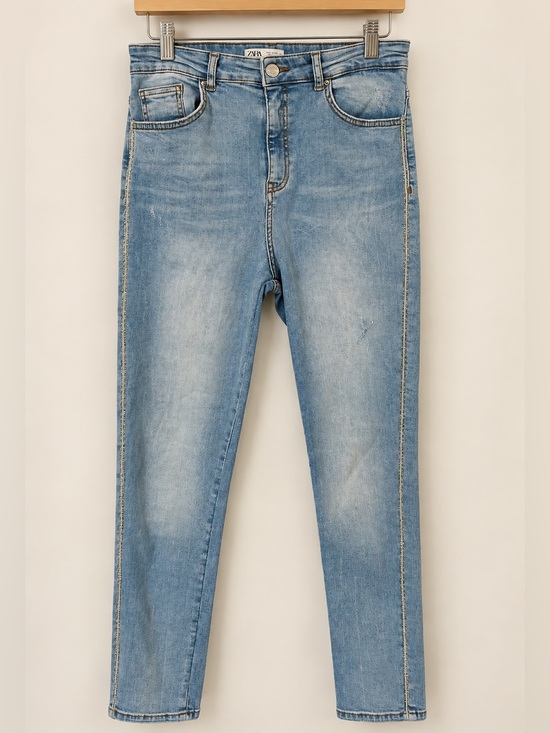 Zara Denim - Zara Light Blue Skinny Jeans with Beads Down the Side for Women
